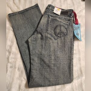 PEYROL black/gray PEACE Jeans.  NWT.